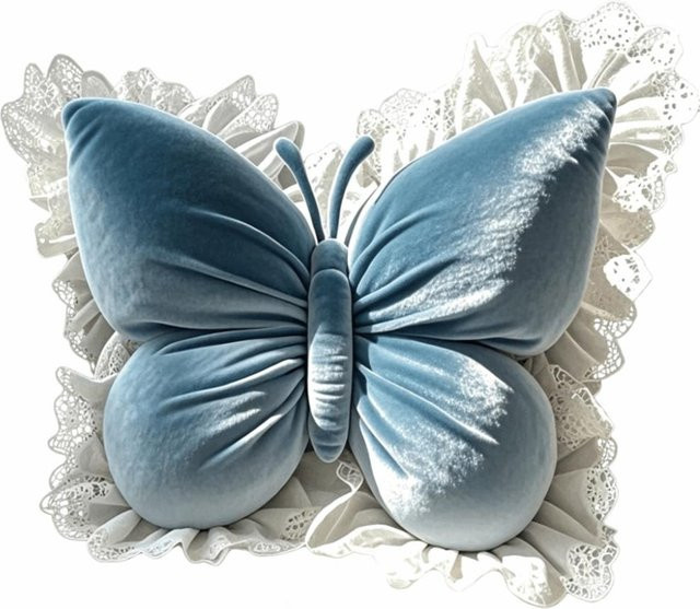 Yiran toy Samt-Schmetterlings-Plüschkissen mit Spitze und Schleife aus Polyester - Bild 1