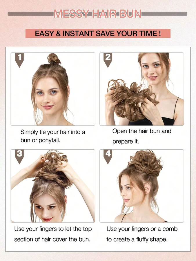 Boymia Messy Bun Haarteil aus Echthaar, gewellt, Unisex - Bild 6