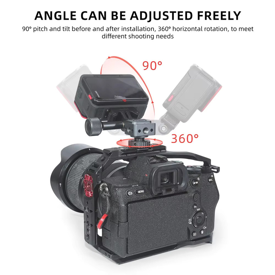 Quick Release Basis Adapter für GoPro 12 11 10, DJI und Insta360 x3 Ace Kamera Käfig Erweiterung, Schwarz - Bild 4