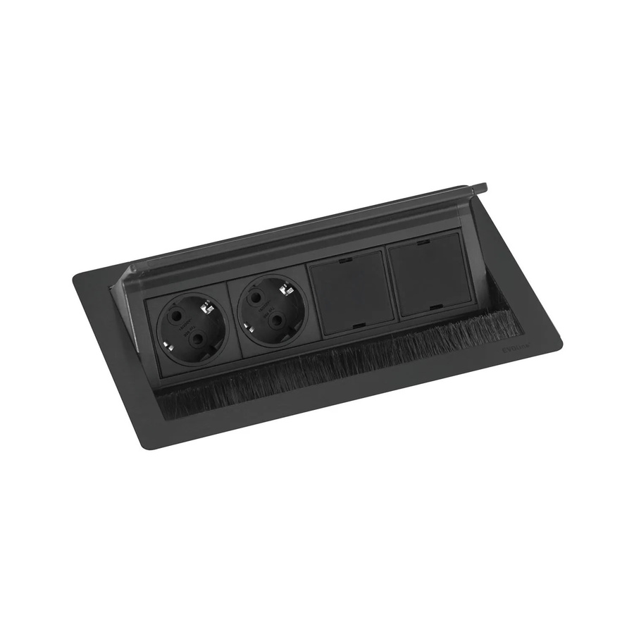 EVOline Flip Top Push Data M Versenkbare Steckdose mit 2 Freien Modulplätzen Schwarz - Bild 2
