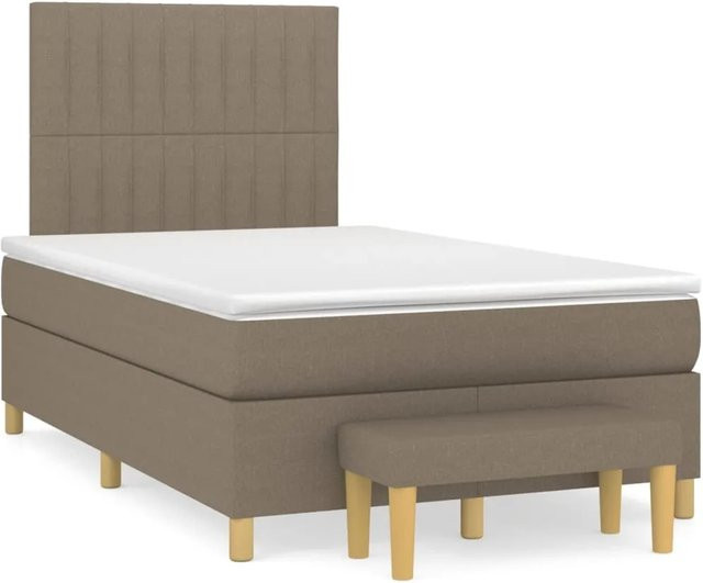 vidaXL Boxspringbett mit Matratze Hybrid-Design in Taupe, B/T/H: 120 x 200 x 118 cm - Bild 1