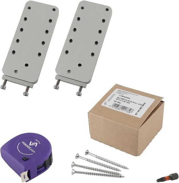 vasalat Set HVP Schwerlastverbinder aus Aluminium in Grau, B/H/D: 60 x 140 x 12 mm mit Spax-Sicherungsschrauben und TX20 Bit - Bild 1