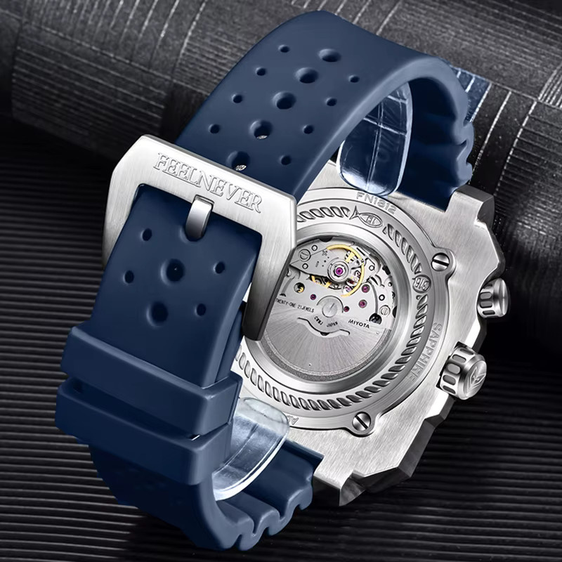 LIGE Armbanduhr Automatik, Edelstahl, Blau, Herren - Bild 3