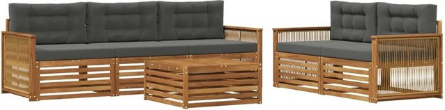 vidaXL Outdoor-Sofagarnitur aus Akazienholz mit Kissen in Anthrazit und Natur - Bild 1