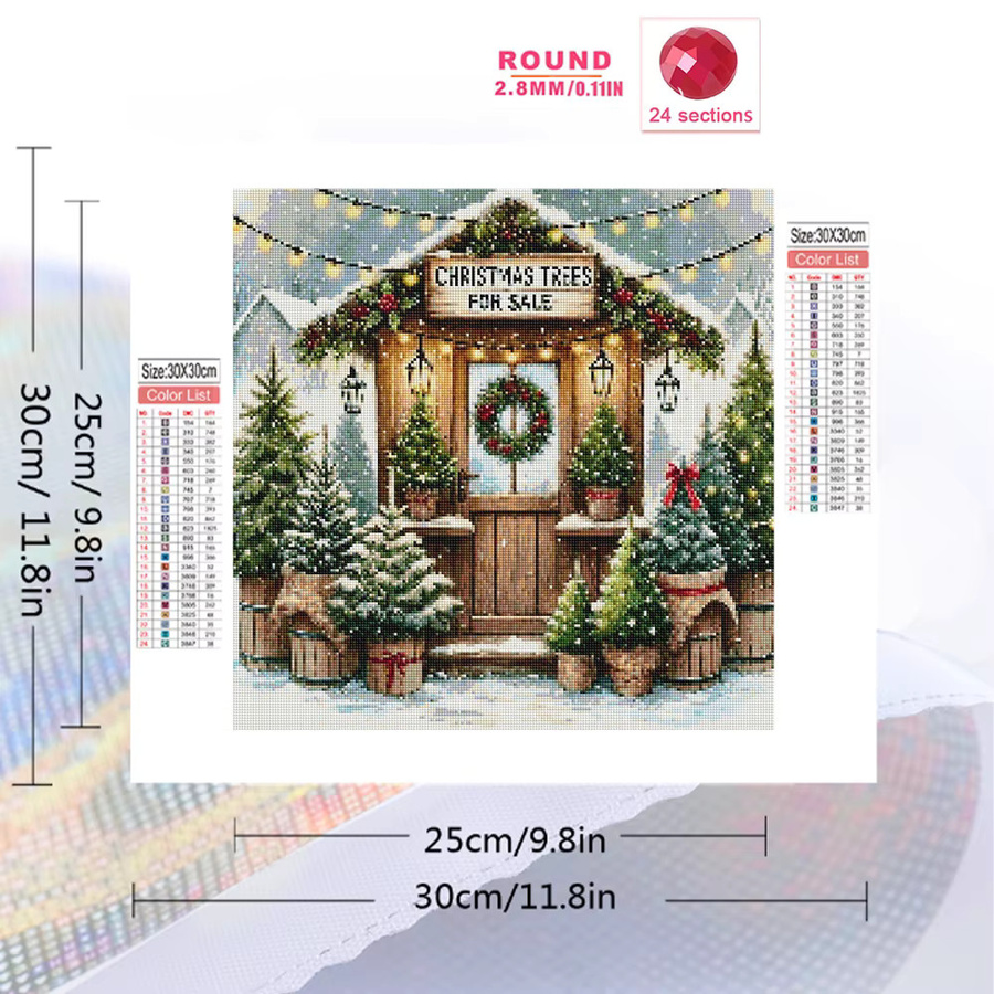 Momoart Diamantmalerei DIY Winterlandschaft mit Weihnachtsbaum als Wandkunst in Multicolour - Bild 2