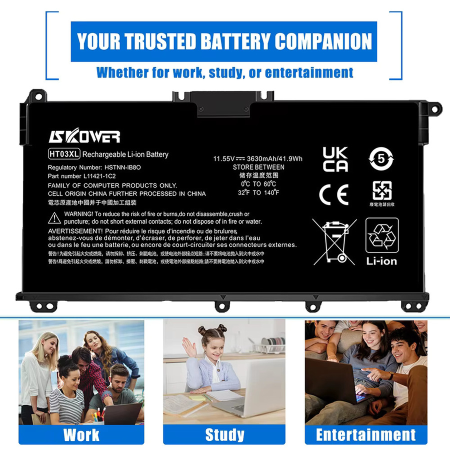 SKOWER HT03XL Akku für HP Pavilion 14-CE, 15-DA, 17-by Serien, Farbe: Schwarz - Bild 5
