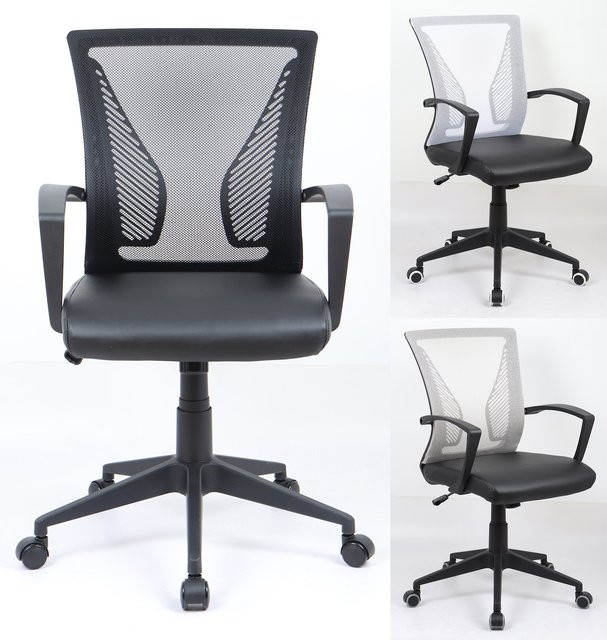 VCM Bürostuhl Offilo ergonomischer Drehstuhl aus Kunstleder in Schwarz mit fixen Armlehnen - Bild 1