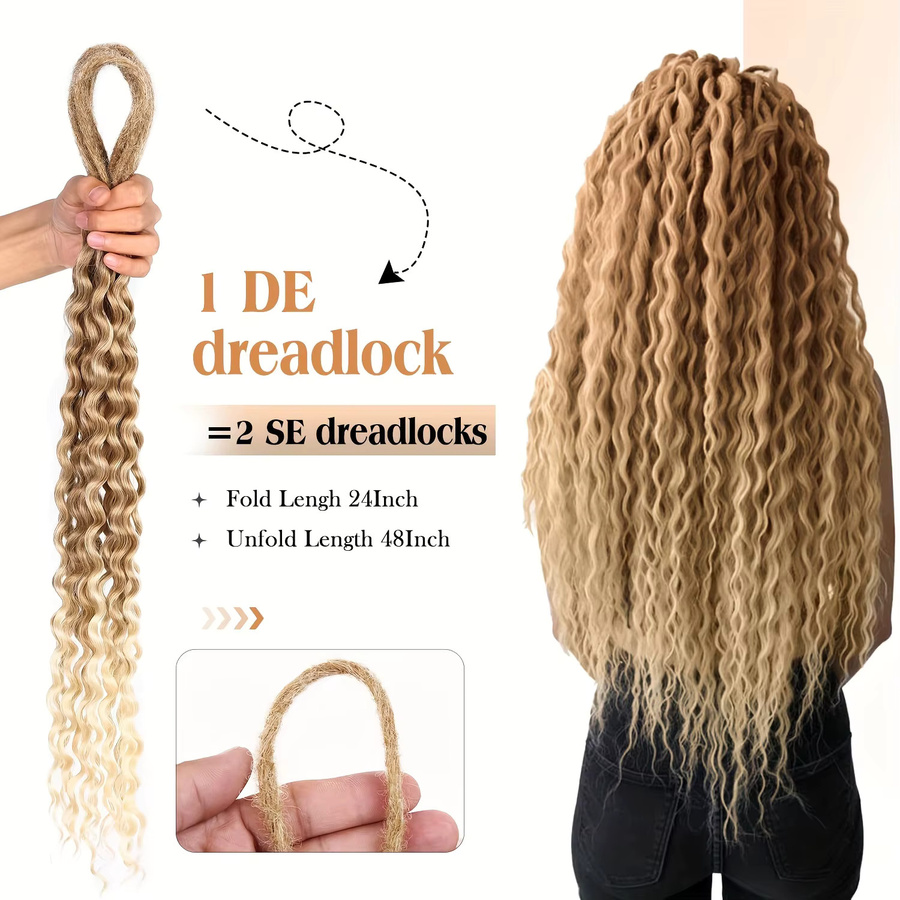 24 Zoll synthetische doppelseitige gewellte Dreadlock-Erweiterungen, 10 Stränge, Unisex - Bild 2