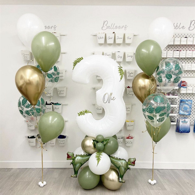LQZZY 32-teiliges Luftballon-Set für Dinosaurier und Dschungel Thema, Weiß, 30 Zoll für Geburtstag und Babyparty Dekoration - Bild 1