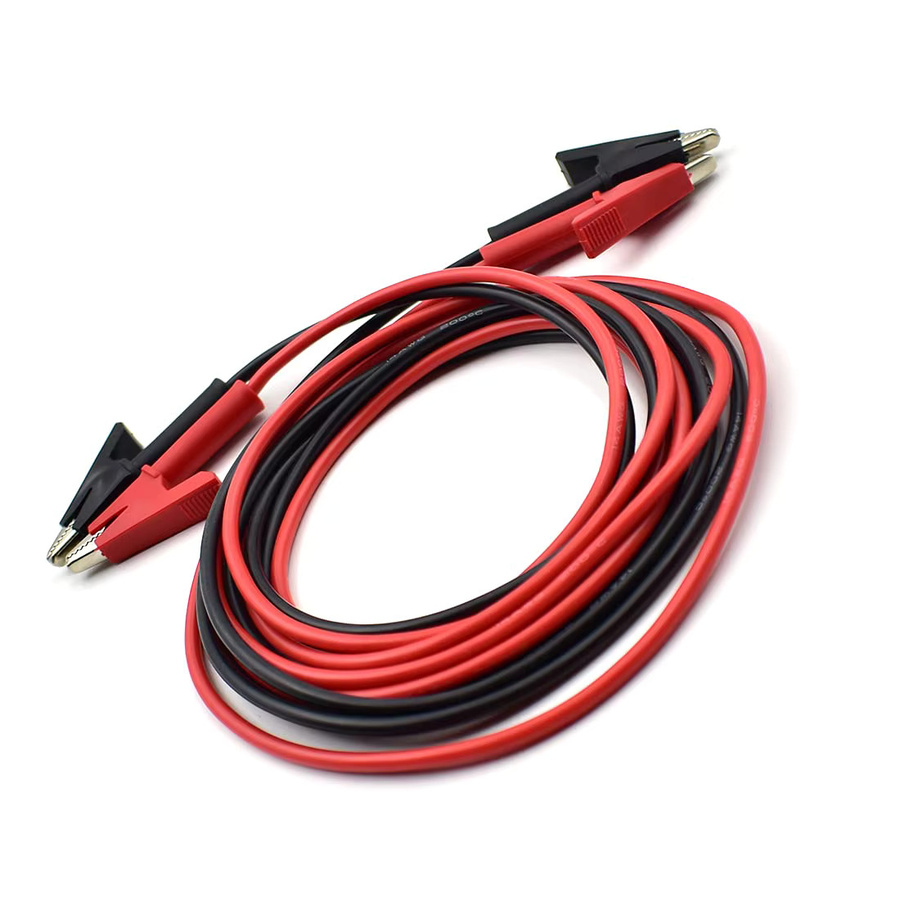 AOKIN Silikon-Überbrückungsdraht mit Krokodilklemmen, elektrische Messleitungen 12 AWG, Rot, Länge: 1,8 m - Bild 2