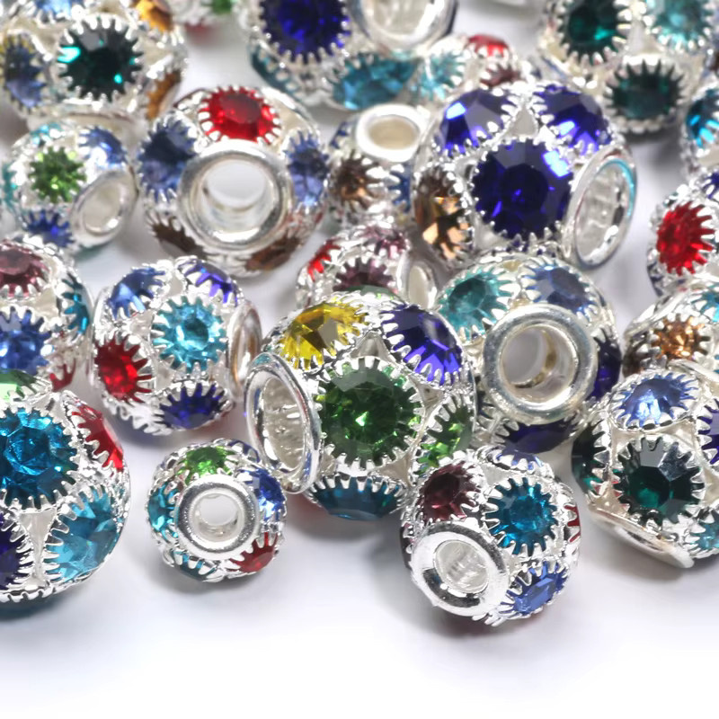 Laudsong Strass-Kristallperlen, runde Metallkugel, 8/10/12/14 mm, Unisex - Bild 4