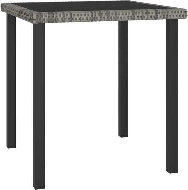 vidaXL Garten-Esstisch aus Poly-Rattan und gehärtetem Glas in Grau B/T/H: 70 x 70 x 73 cm - Bild 1