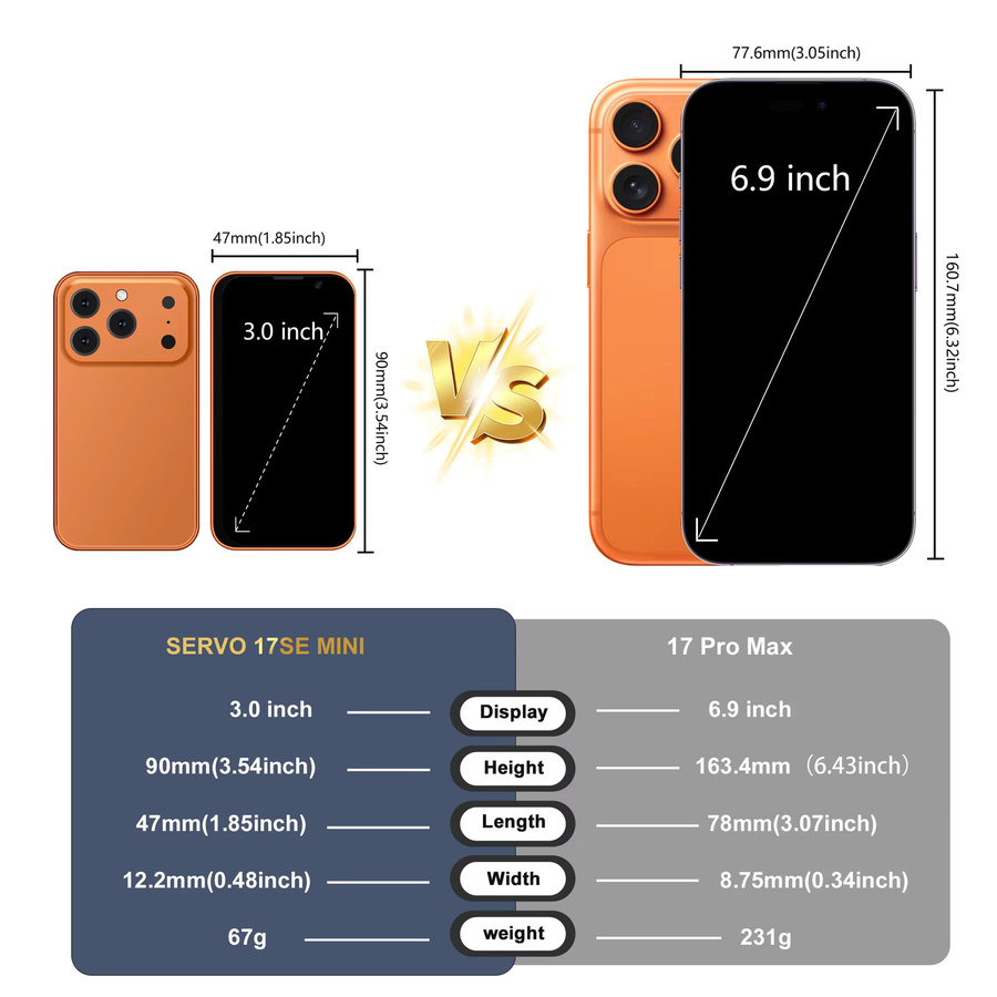 SERVO 17SE MINI 3G Smartphone in Orange mit Android System, 3,0 Zoll Display, 2 GB RAM und 16 GB Speicher, Dual-SIM, WiFi und GPS - Bild 3