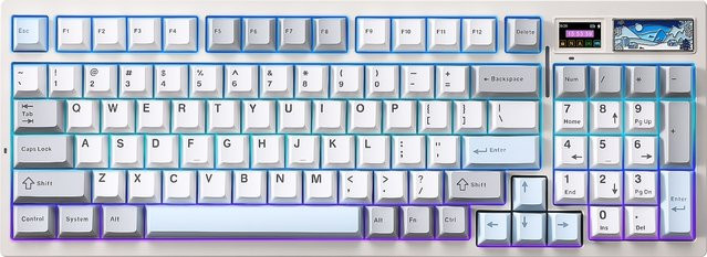 YUNZII IF99 Mechanische Gaming-Tastatur in Weiß mit intelligentem LCD-Display, kabellos via Bluetooth oder Wi-Fi, QMK/VIA Custom Gasket Hot Swap RGB 96 % Layout - Bild 1