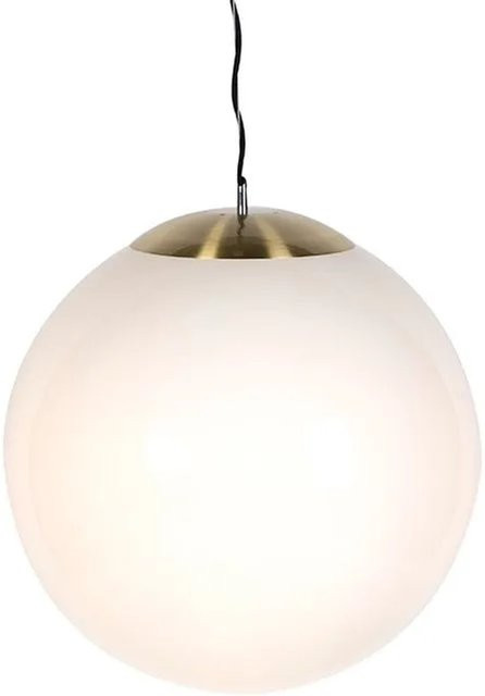 QAZQA Skandinavische Hängelampe mit Opalglas Ball in Weiß und Gold/Messing, Durchmesser: 50 cm - Bild 1