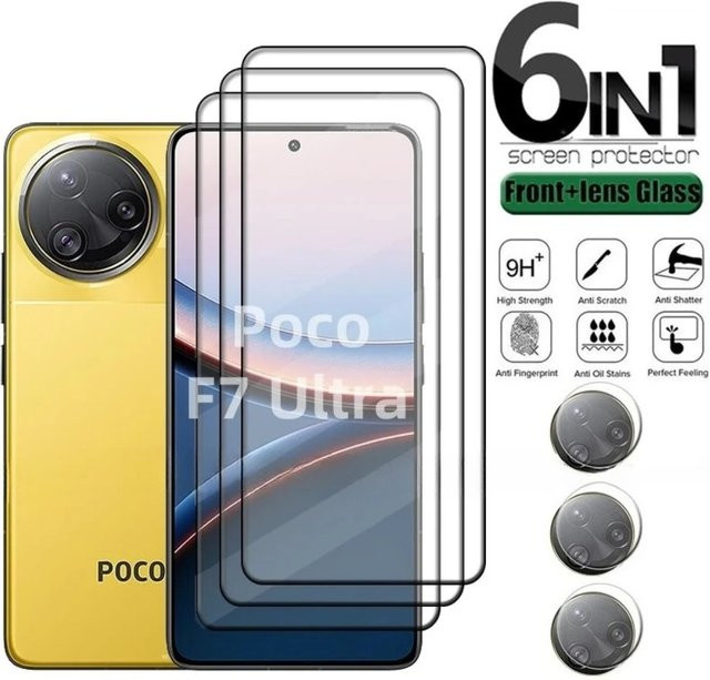 Xiaomi Poco F7 Ultra 6-in-1 Schutzglas Set mit Panzerglas und Linsenschutz, transparent - Bild 1