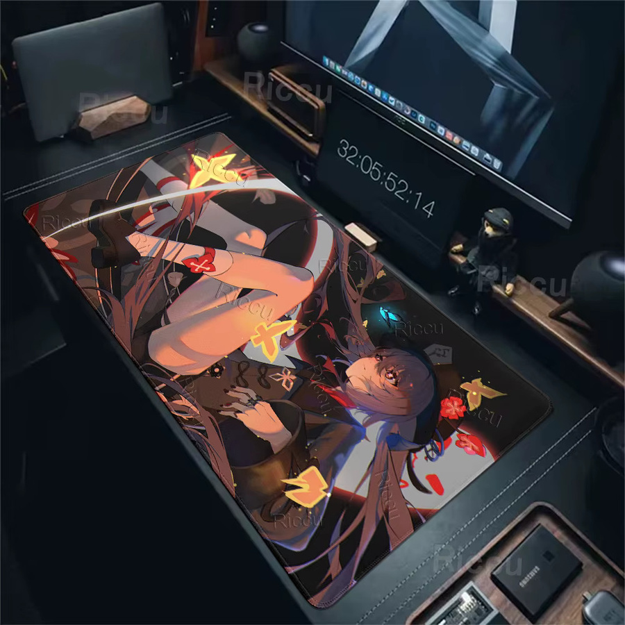 Riccu Anime Kawaii Hu Tao Gaming Mauspad Multicolor, rutschfestes Gummi-Mauspad für Genshin Impact und Tastatur - Bild 1