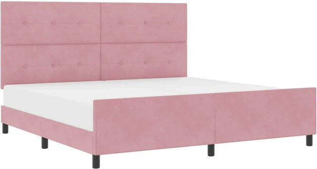 vidaXL Boxspringbett mit Kopfteil in Rosa aus Samt, Breite: 200 cm, Tiefe: 200 cm, Höhe: 128 cm - Bild 1