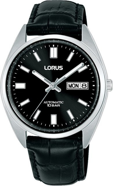 Lorus Chronograph, Automatik, Edelstahl, 39 mm, Leder, Schwarz, Herren - Bild 1