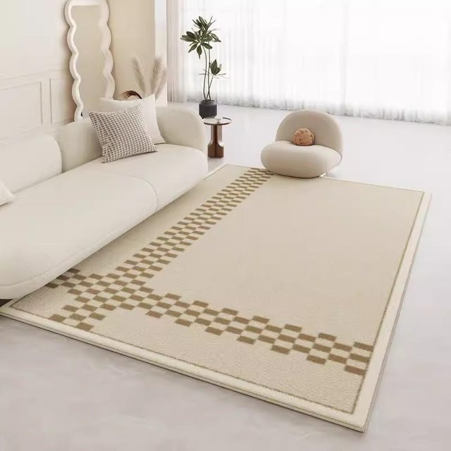 Binchi Furniture Kaschmirteppich in Weiß und Beige, moderner gestreifter Teppich aus Polyester für Wohnzimmer und Schlafzimmer, B/T: 60 x 40 cm - Bild 1