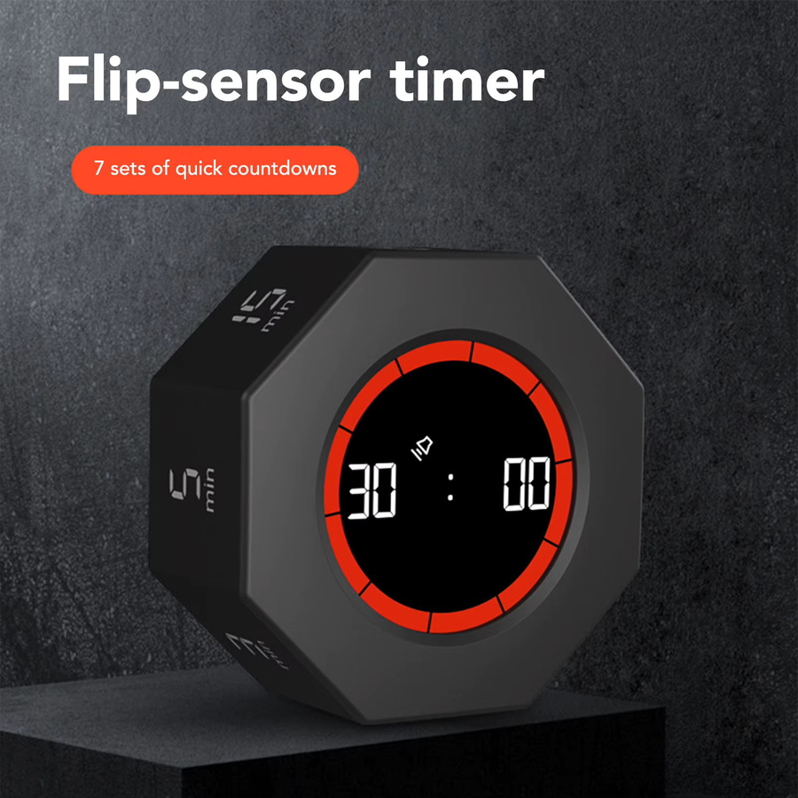 TOPINCN Octagon-Timer Schreibtisch-Produktivitäts-Timer-Würfel mit G-Sensor für Studium und Arbeit in Schwarz oder Weiß - Bild 2