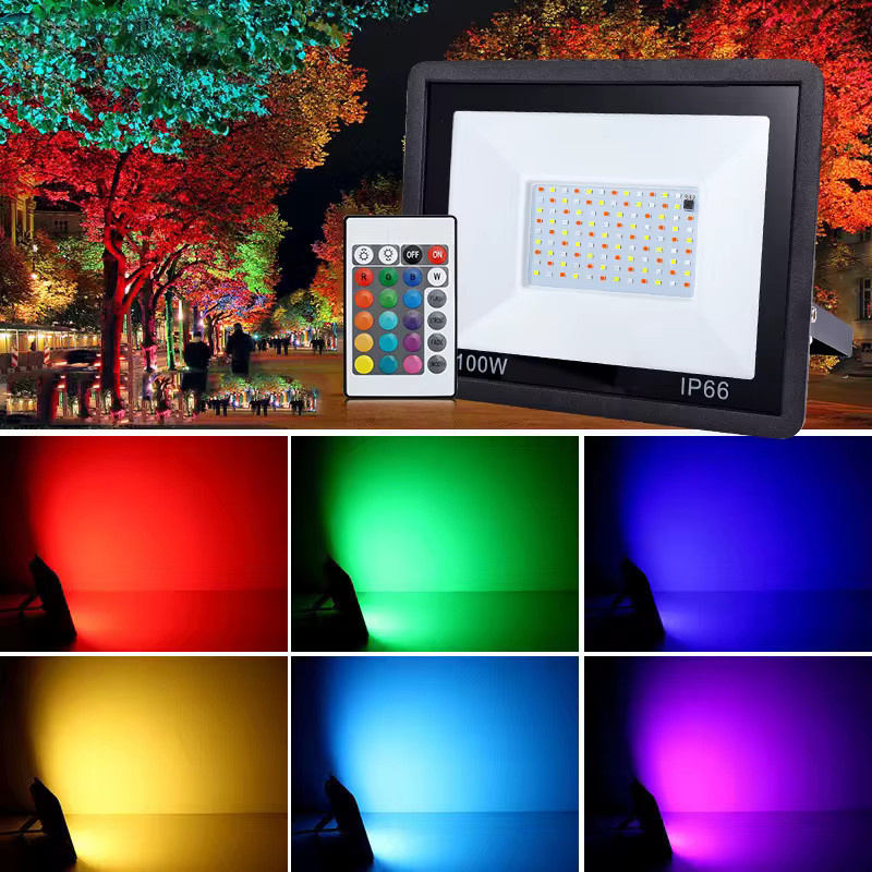 Arbrac RGB LED Flutlicht mit Fernbedienung, IP66 Outdoor Reflektor Strahler für Garten, Schwarz/Multicolour, 220V - Bild 3