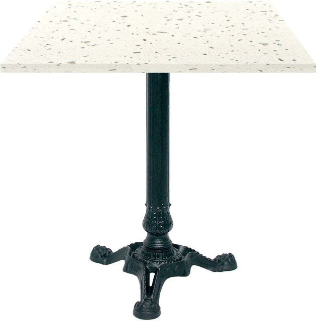 RestooTab Bistrotisch quadratisch in Terrazzo-Optik Weiß/Mehrfarbig mit schwarzem Metallgestell, B/T/H: 70 x 70 x 75 cm - Bild 1