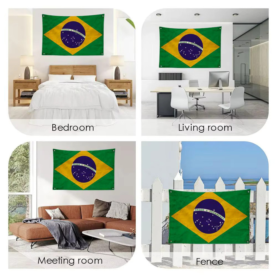 Famosu Brasilien-Flagge als minimalistisches Outdoor-Gartenbanner aus Textil in Schwarz und Mehrfarbig, Hängeschild für Heim- und Ladendekoration - Bild 2