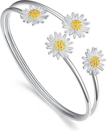 Armband & Armreif Daisy Blume, Messing, Weiß, Kristall, Damen - Bild 1