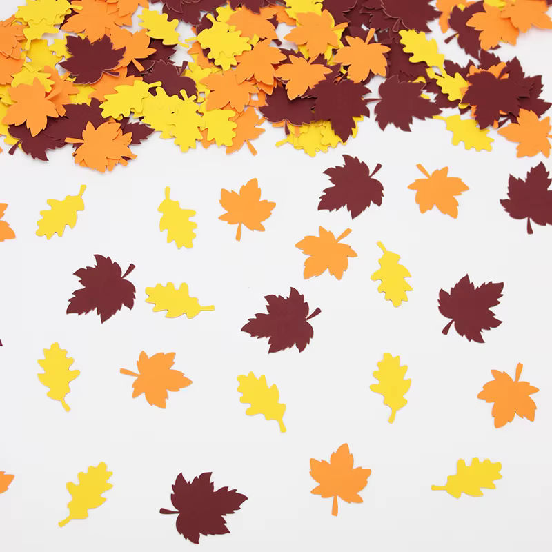 100 Stück VRISE Herbst Ahornblatt Konfetti aus Papier in Mehrfarbig für Thanksgiving, Hochzeit und Geburtstag als Desktop-Dekoration - Bild 3