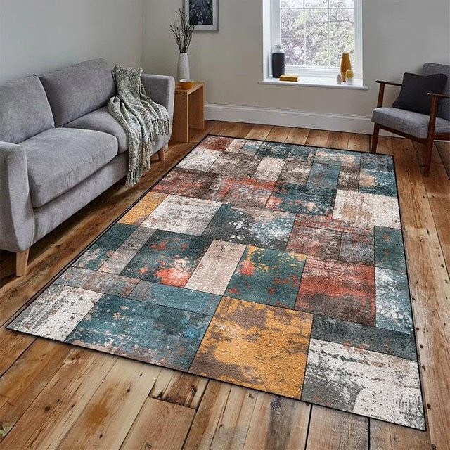 Lodestar Druckteppich mit geometrischem Vintage Ölgemälde-Design, rutschfest, Polyester, B/T: 60 x 40 cm - Bild 1