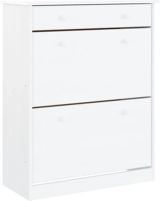 vidaXL Schuhschrank ALTA Weiß aus massivem Kiefernholz mit Türen und Schubladen B/T/H: 77 x 35 x 96 cm - Bild 1