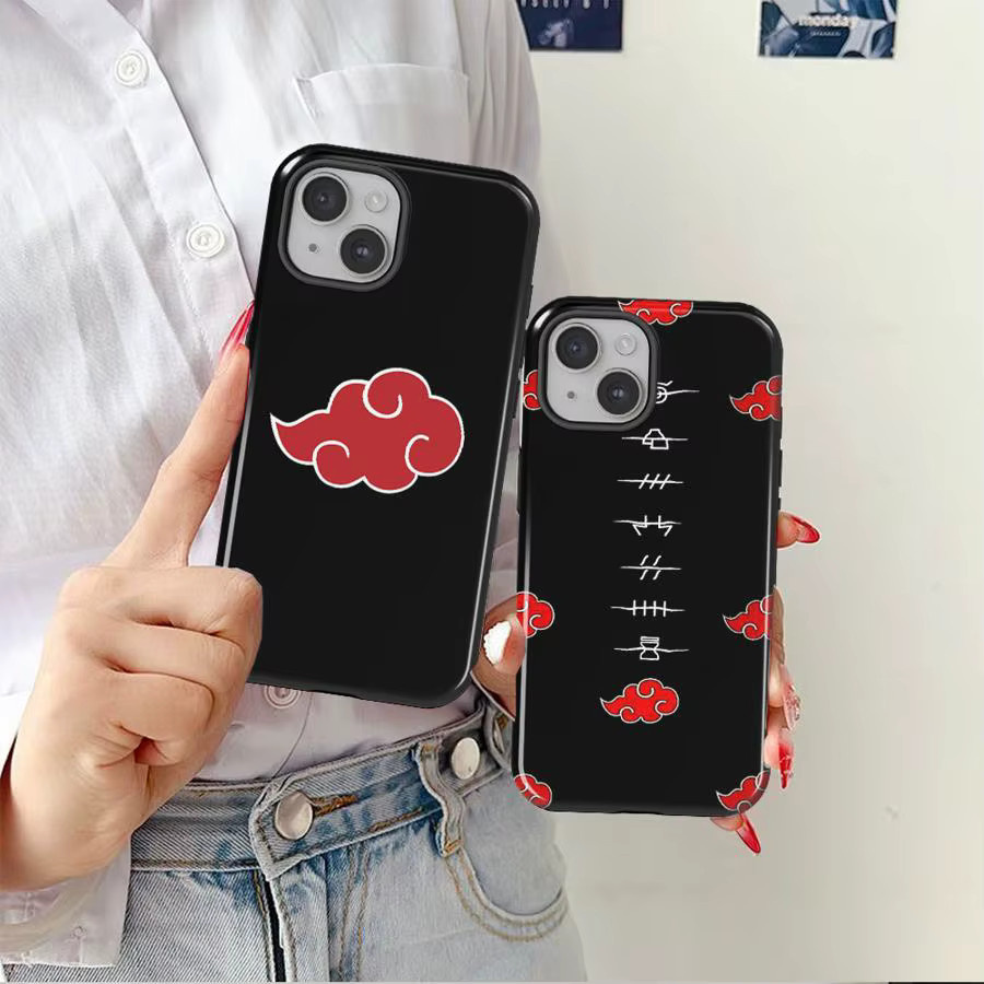 Schutzhülle mit Naruto Akatsuki Wolken Design für Apple iPhone in Schwarz - Bild 3