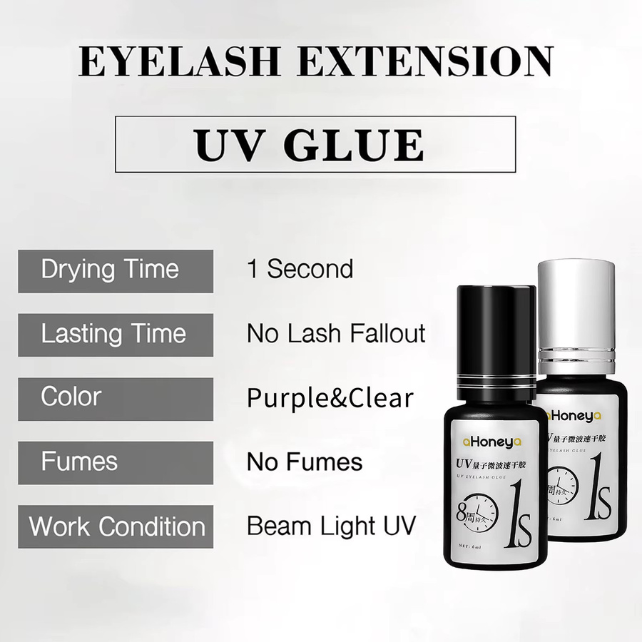 aHoneya UV-Wimpernkleber, 10 Stück, 6 ml, Lila, Transparent - Bild 2