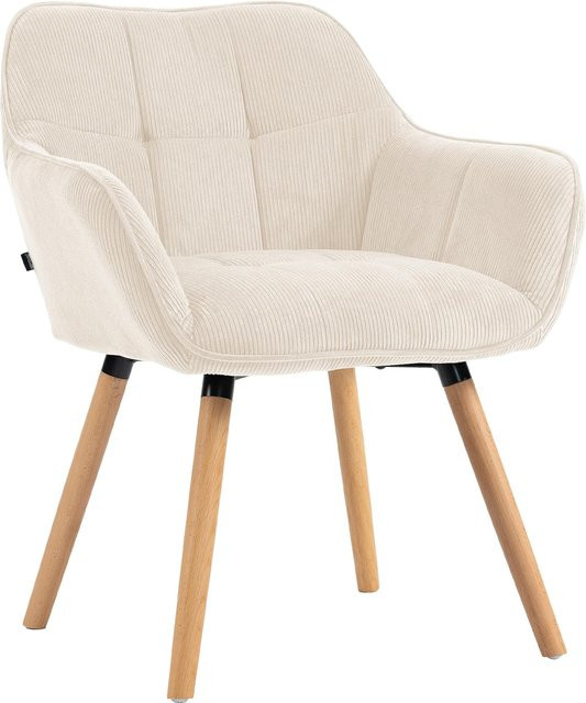 CLP Esszimmerstuhl Vienna gepolstert mit Lehne in Beige mit Cordbezug und Holzgestell - Bild 1