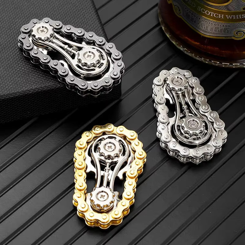 YuHaoHui Kettenrad Fingerspitze Gyroskop Fidget Spinner, Anti Stress, Metall - Bild 2