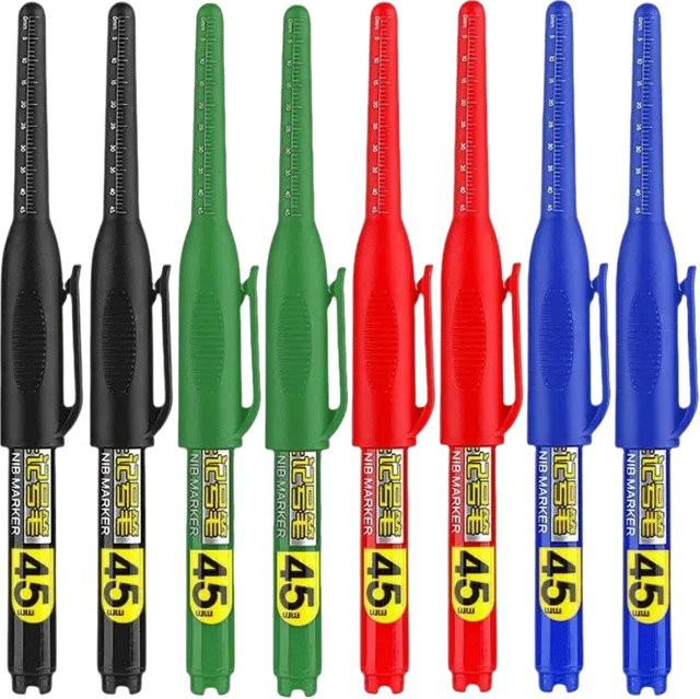 12er Set Mehrzweck-Markierstift mit 45 mm langer Spitze für Metall und Holz, wasserfeste Tinte in Schwarz und Mehrfarben - Bild 1