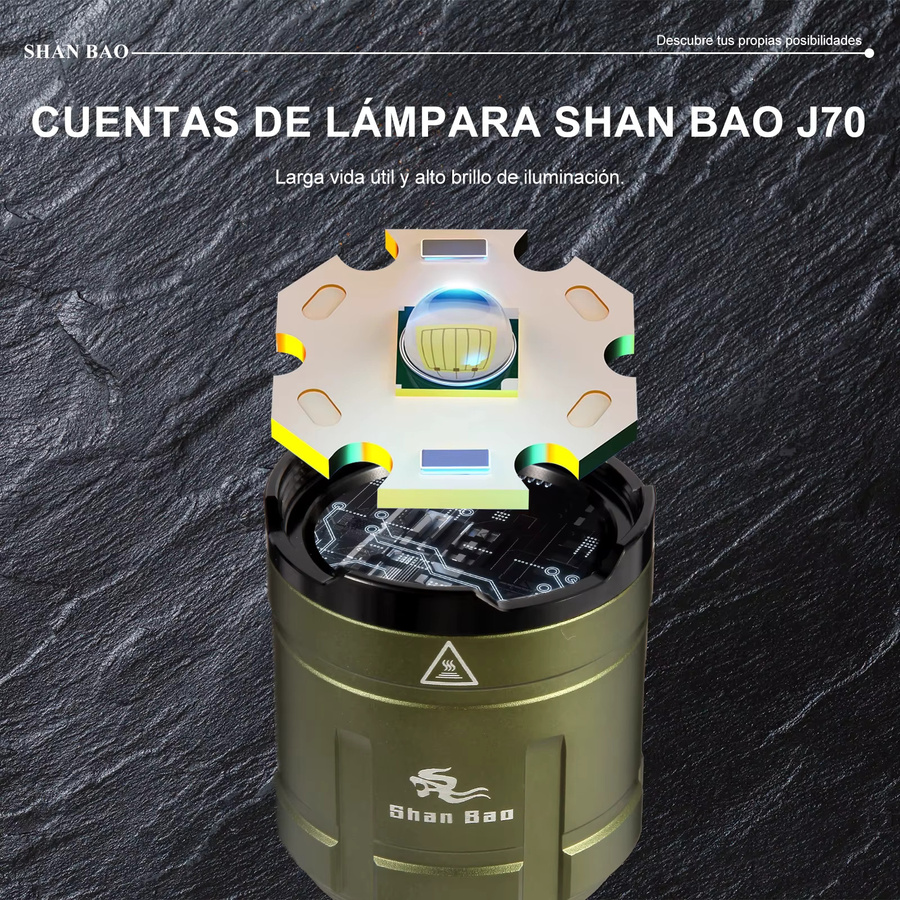 Shan bao Grüne Outdoor Taschenlampe mit 3000 Lumen, 5000 mAh Akku, Zoom-Funktion und Wasserdichtigkeit - Bild 3