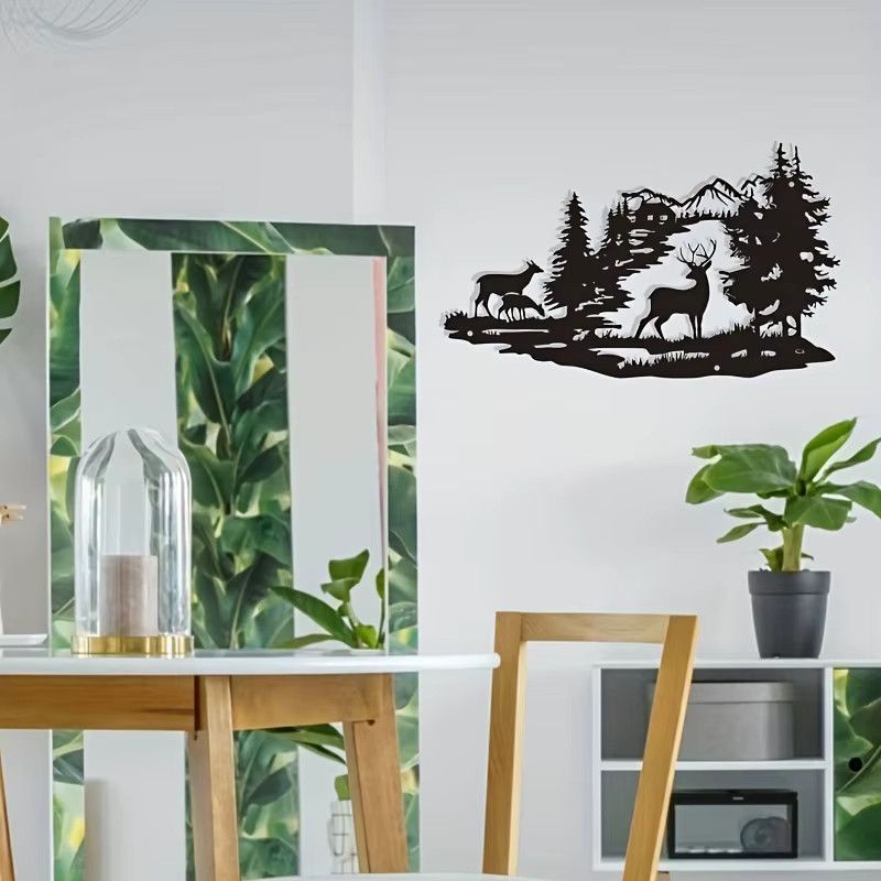 CIFBUY Waldhirsch Wandkunstdekoration aus Metall in Schwarz - Bild 4