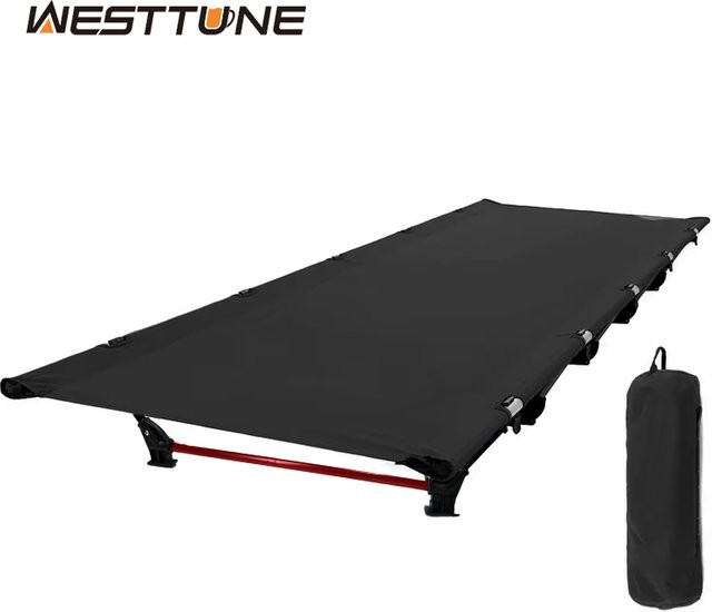 WESTTUNE Ultraleichtes Campingbett aus Aluminiumlegierung, zusammenklappbar und tragbar, Schwarz - Bild 1