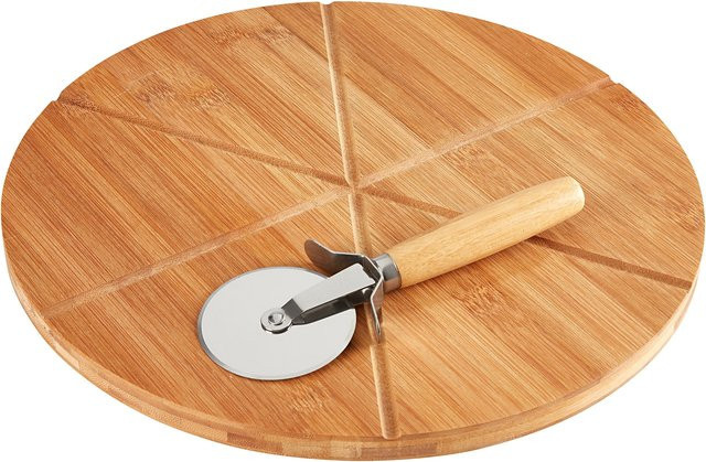 Kesper Pizzabrett aus Bambus rund in Braun mit Saftrinne, Durchmesser: 32 cm - Bild 1