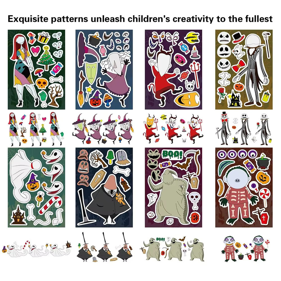 Disney The Nightmare Before Christmas Make-a-Face-Puzzle-Aufkleber, Nachfüllpack, 16 Blatt - Bild 3
