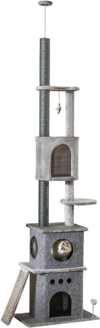 PawHut Kratzbaum aus Plüsch und Sisal in Hellgrau mit integriertem Katzenspielzeug, B/T/H: 60 x 40 x 225-255 cm - Bild 1