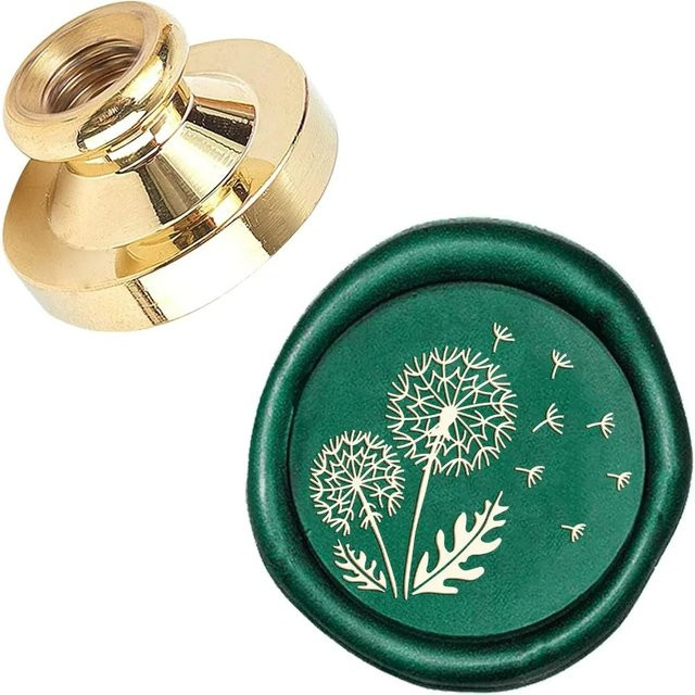 Löwenzahn-Siegelstempelkopf-Ersatz aus Messing in Gold, Durchmesser: 25 mm, Vintage-Siegelkopf für Umschläge, Karten und Einladungen (ohne Griff) - Bild 1