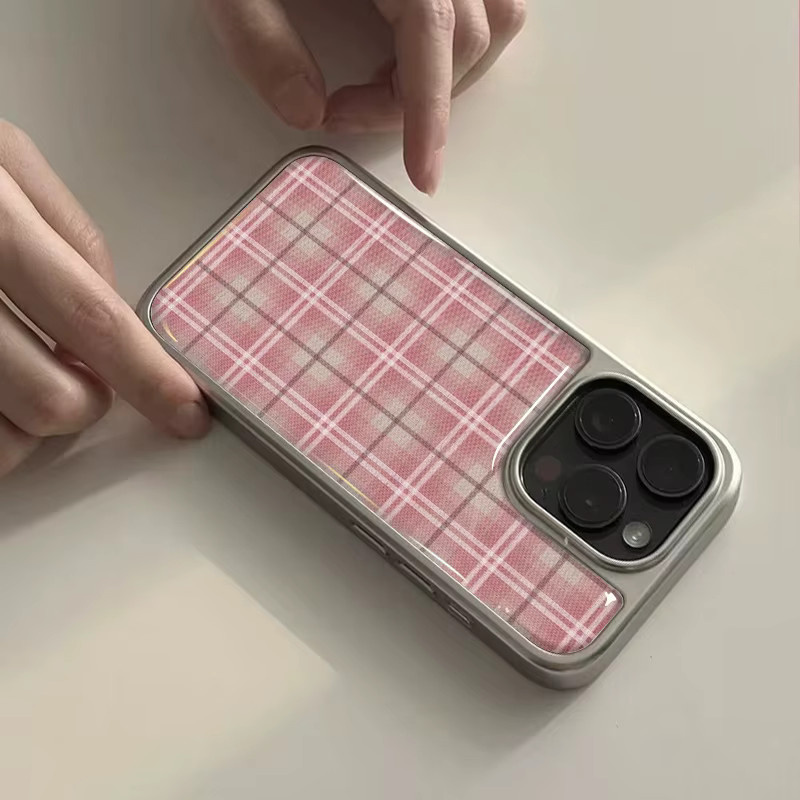 DecoPhone Hydrogel-Handyhülle mit Karomuster in Pink und Silber für iPhone 11 bis iPhone 17 Pro Max - Bild 3