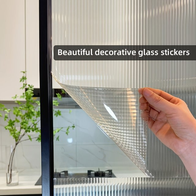 Longhorn Nr. 4 Fensterfolie, durchscheinende und dekorative Glasfolie für Badezimmer und Wohnzimmer, transparent mit Streifenmuster - Bild 1