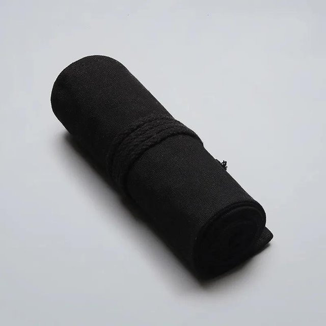 Binchi Cultural Supplies Federmäppchen aus schwarzer Leinwand mit Kordelzug - Bild 1