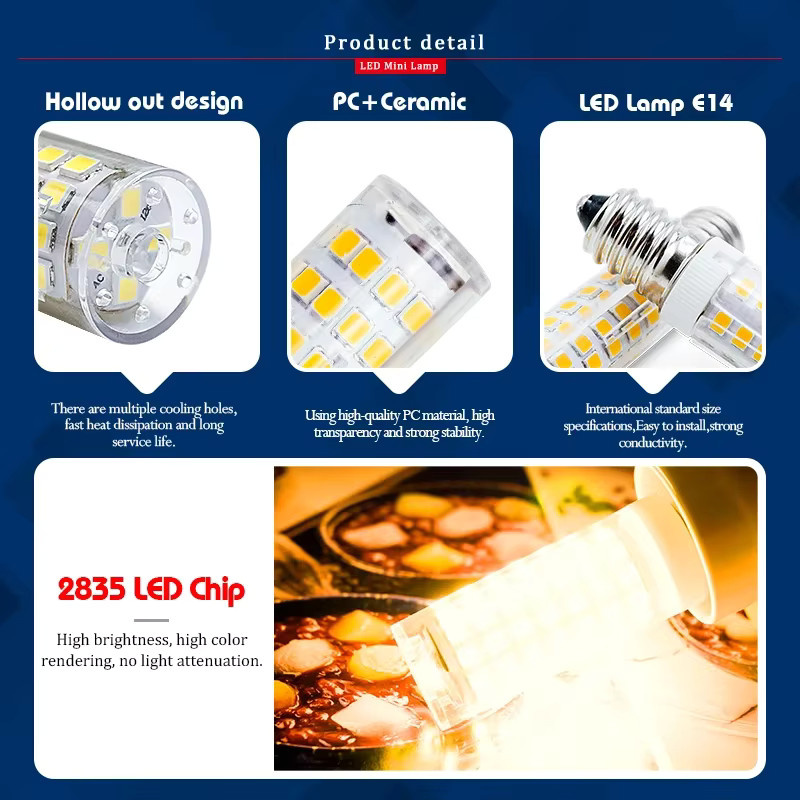 GRZBI LED Mais Birne E14 Leuchtmittel 3W 5W 9W Weiß 360 Grad Abstrahlwinkel für Kronleuchter - Bild 3