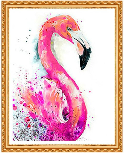FIYO 5D-Diamantgemälde Tierflamingos zum Selbermachen, Stickerei-Set in Pink, B/H: 20 x 30 cm - Bild 1