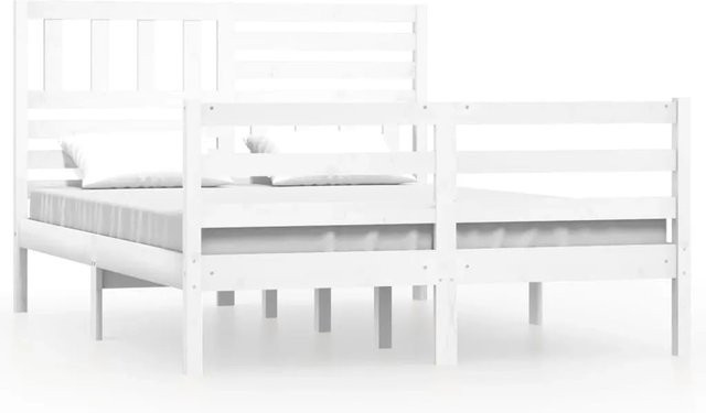 vidaXL Massivholzbett aus Kiefer in Weiß, Rustikaler Stil, B/T: 120 x 200 cm - Bild 1